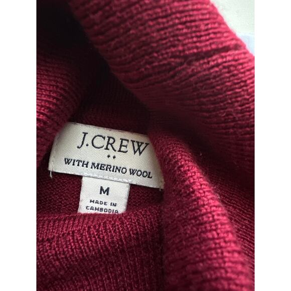 J. Crew Deep Red Burgundy Merino Wool Blend Turtleneck Size Medium - Picture 6 of 7